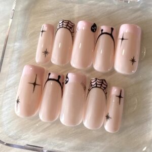halloween roze press on nagels